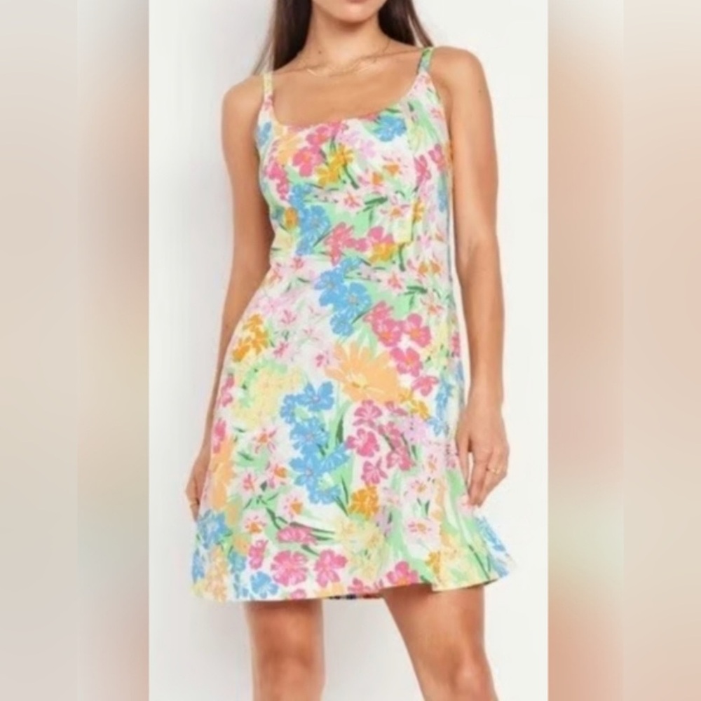 Fit & Flare Linen-Blend Mini Dress